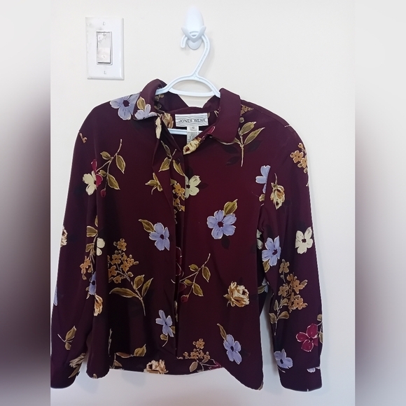 Vintage 90s Jones Wear Buttton Down Shoulder Pad Business Professional Size 12 - Picture 5 of 6